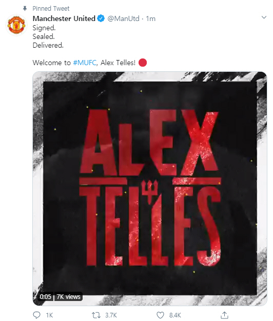 맨유 트위터 공식 발표