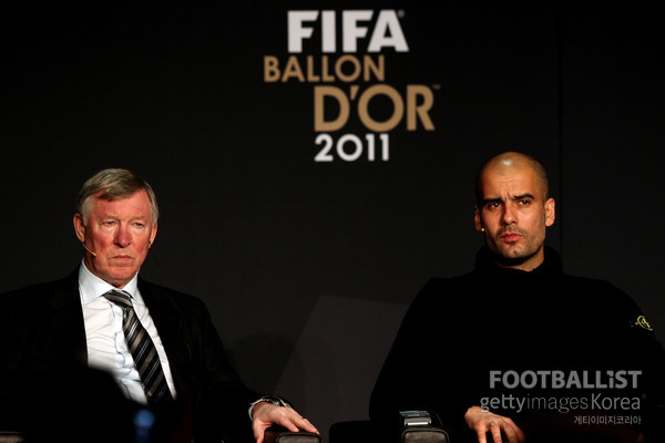 알렉스 퍼거슨 감독(왼쪽), 펩 과르디올라 감독. 게티이미지코리아