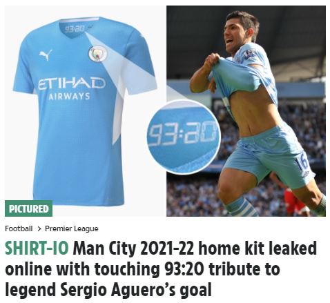 Man City 2021-22 home kit leaked online with touching 93:20