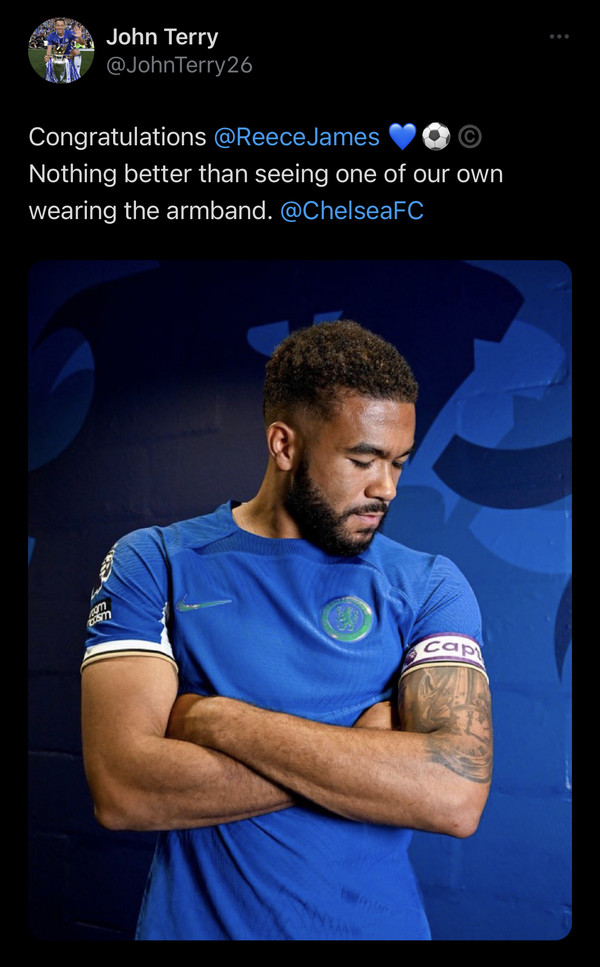 리스 제임스(첼시). 존 테리 트위터 캡처
