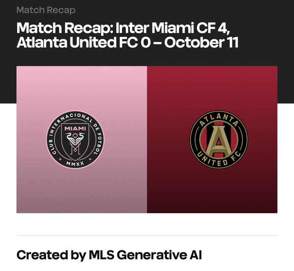 생성형 인공지능(AI)으로 작성된 미국 메이저리그사커(MLS) 경기 리포트. MLS 홈페이지 캡처